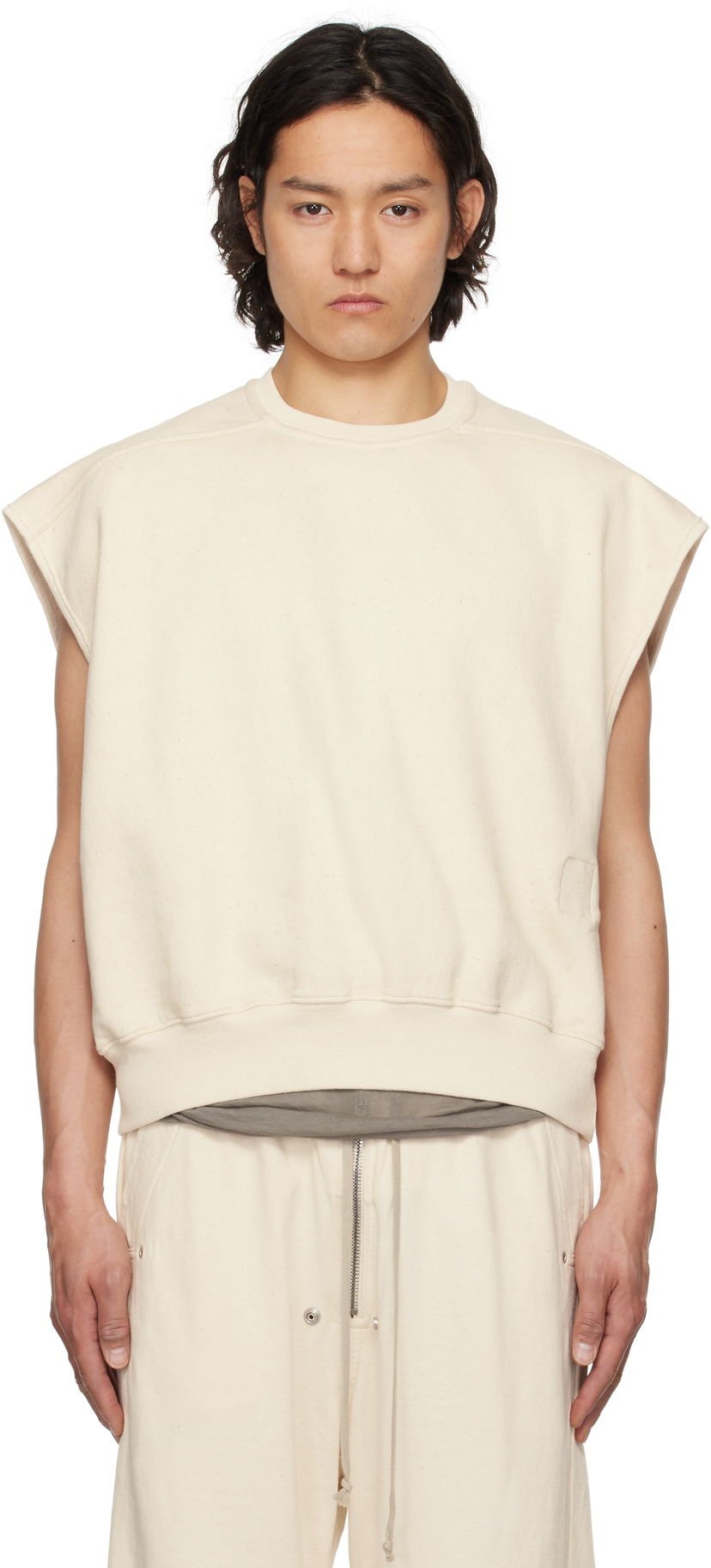 Villapaita Rick Owens Rick Owens DRKSHDW Tatlin Jumbo Sleeveless Sweatshirt Beige | DU01E3160 FN