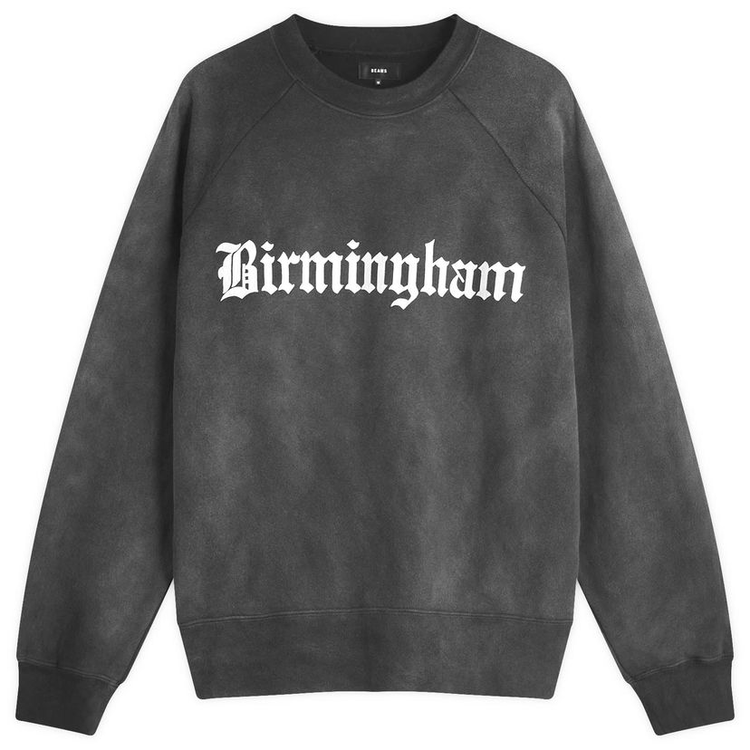 Huppari BEAMS Faded Print Raglan Sweatshirt, Size Large Harmaa | 1113-1280-146-19