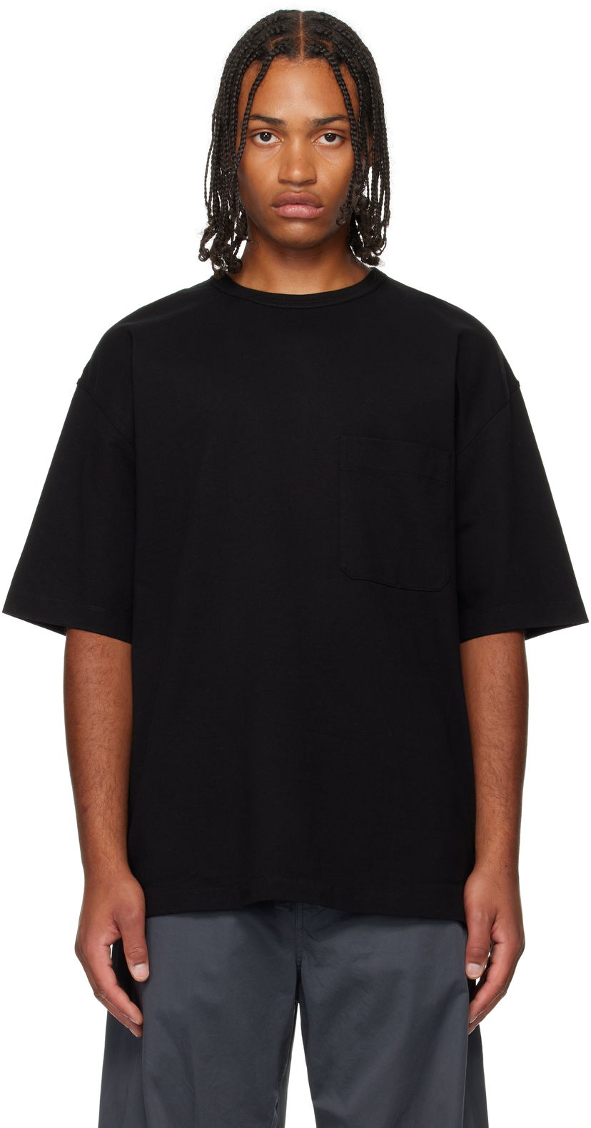 T-paita LEMAIRE Boxy Short Sleeve T-shirt with Chest Pocket Musta | TO1382 LJ1022