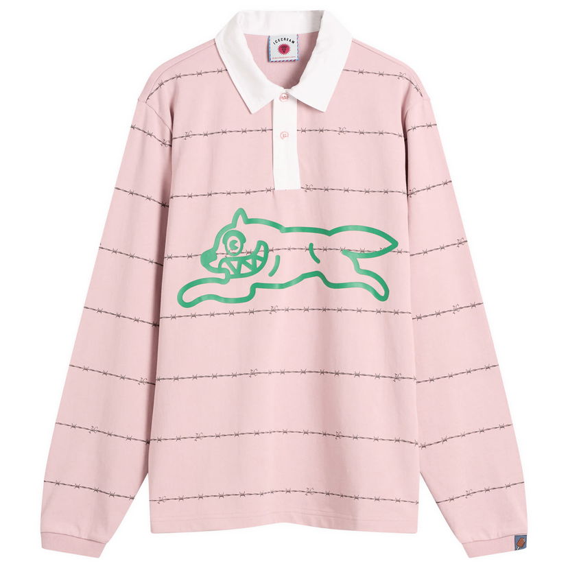 Paita BBC IceCream Barbed Wire Running Dog Rugby Shirt, Size Large Vaaleanpunainen | IC25322-PNK