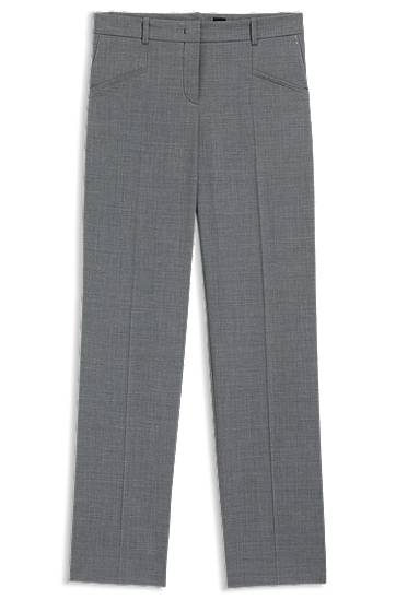 Housut BOSS Relaxed-Fit Virgin Wool Trousers Harmaa | 50542004
