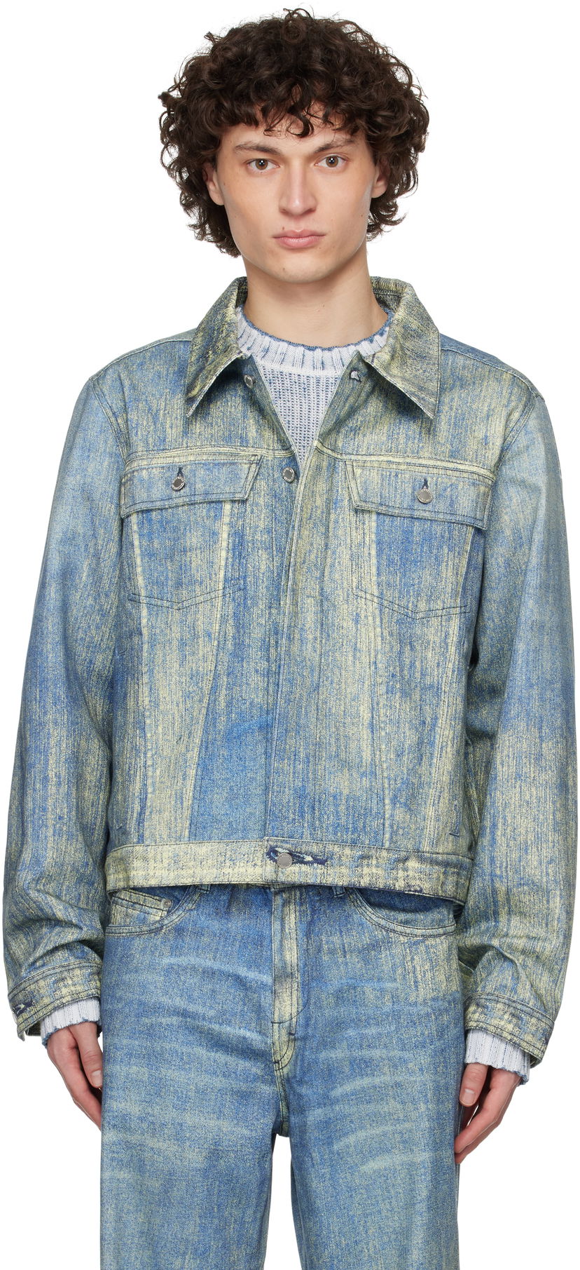 Takki Camper Camperlab Paint Print Denim Jacket Sininen | AU00021-002