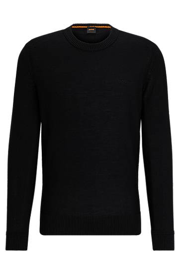 Villapaita BOSS Regular-Fit Wool-Blend Embroidered Logo Sweater Musta | 50501762