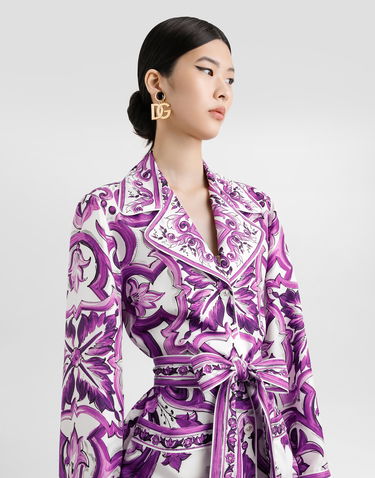 Takki Dolce & Gabbana Dolce & Gabbana Majolica-Print Twill Jacket Violetti | F5Q03THI1TKIP3TN, 3