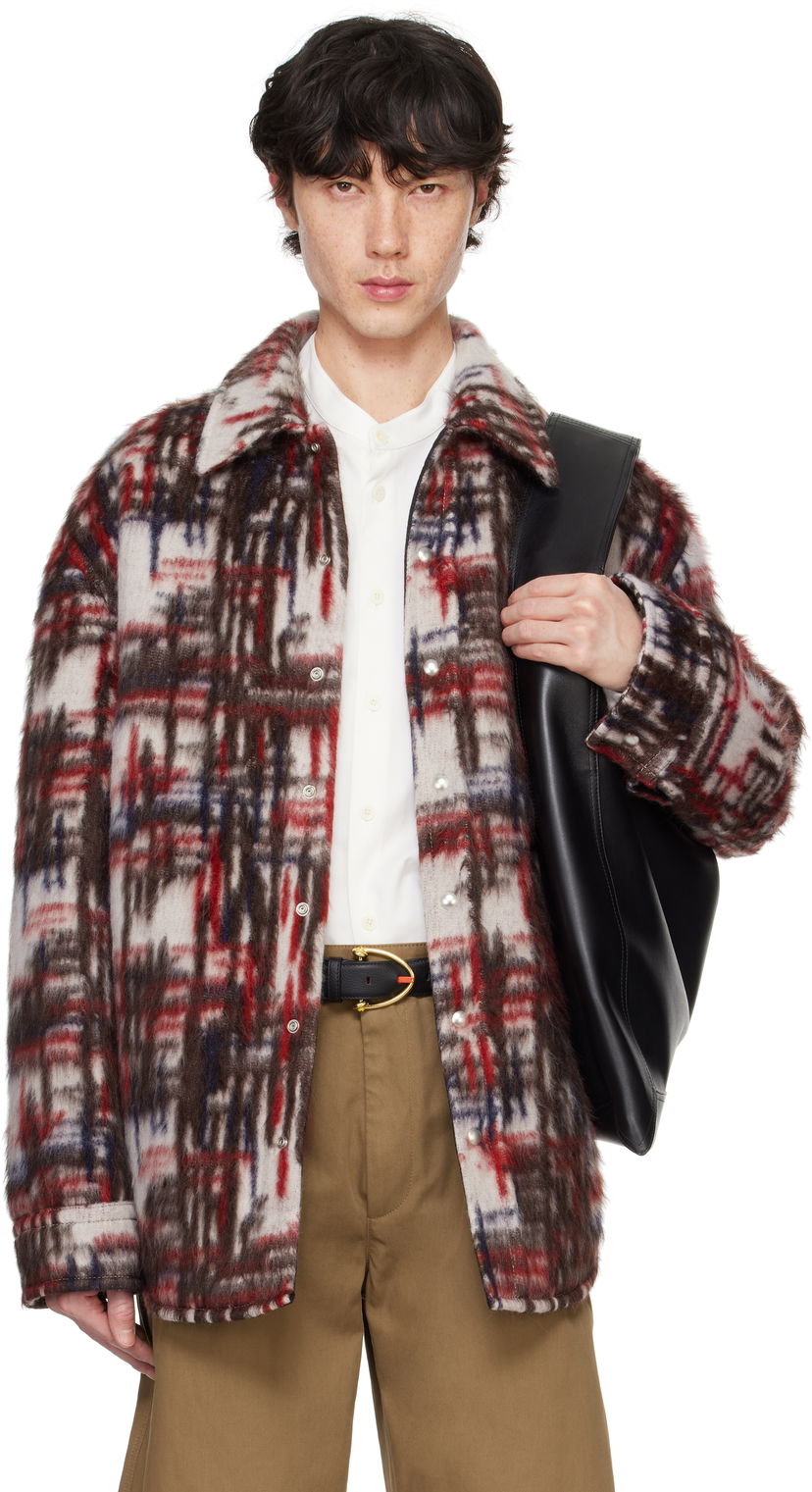 Paita Bottega Veneta Alpaca Blend Checked Overshirt Valkoinen | 804589-V4NT0-9072