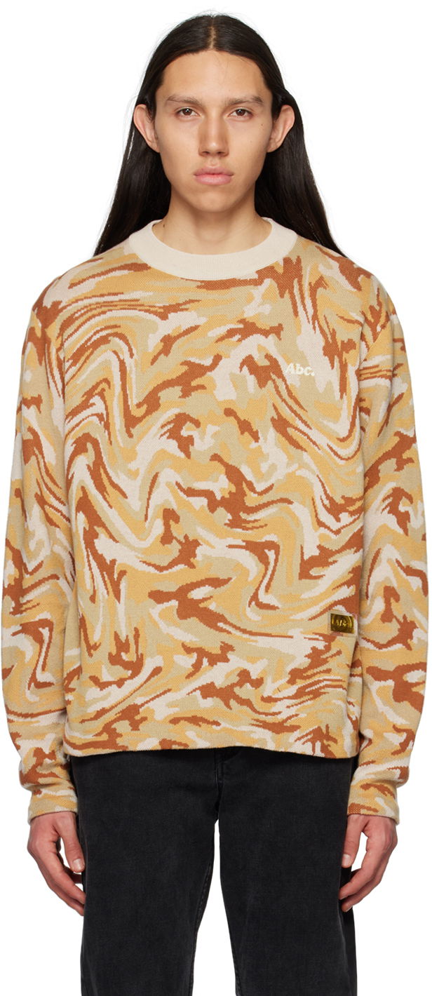 Huppari Advisory Board Crystals Warped Camo Print Sweatshirt Beige | ABC123CCN