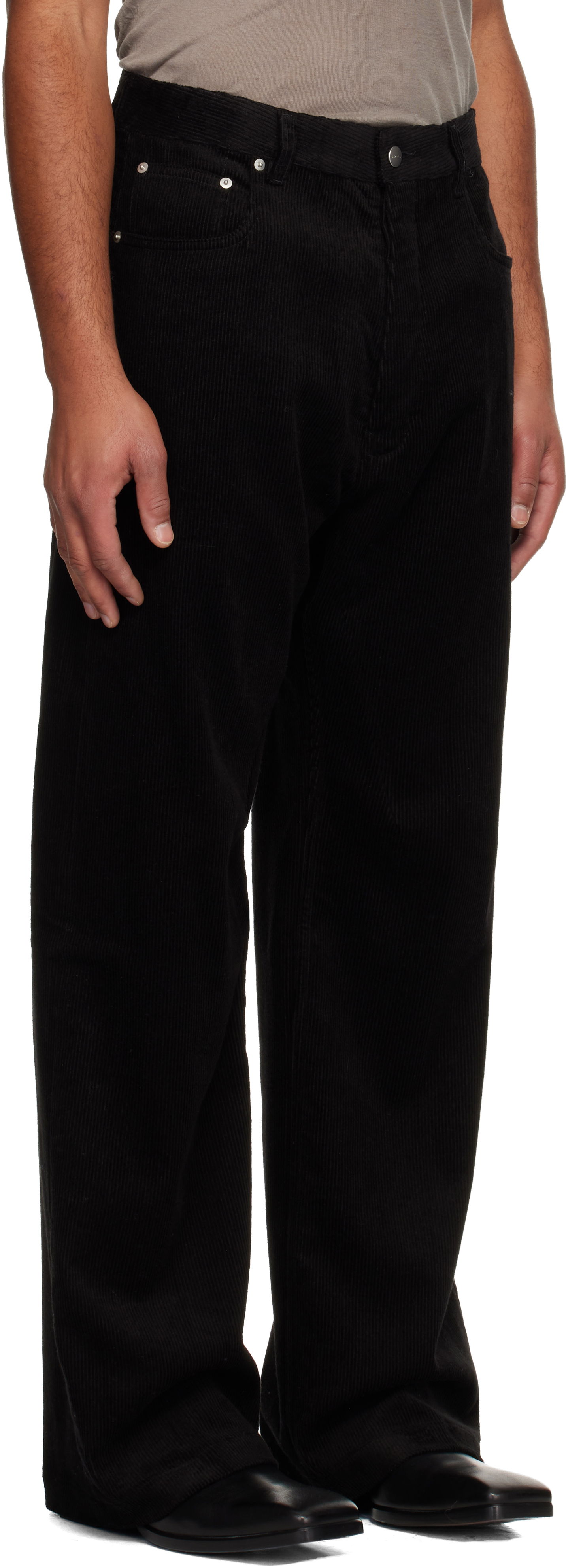 Housut Rick Owens Corduroy Concordians Geth Trousers Musta | RU02E1333 MLC9, 1