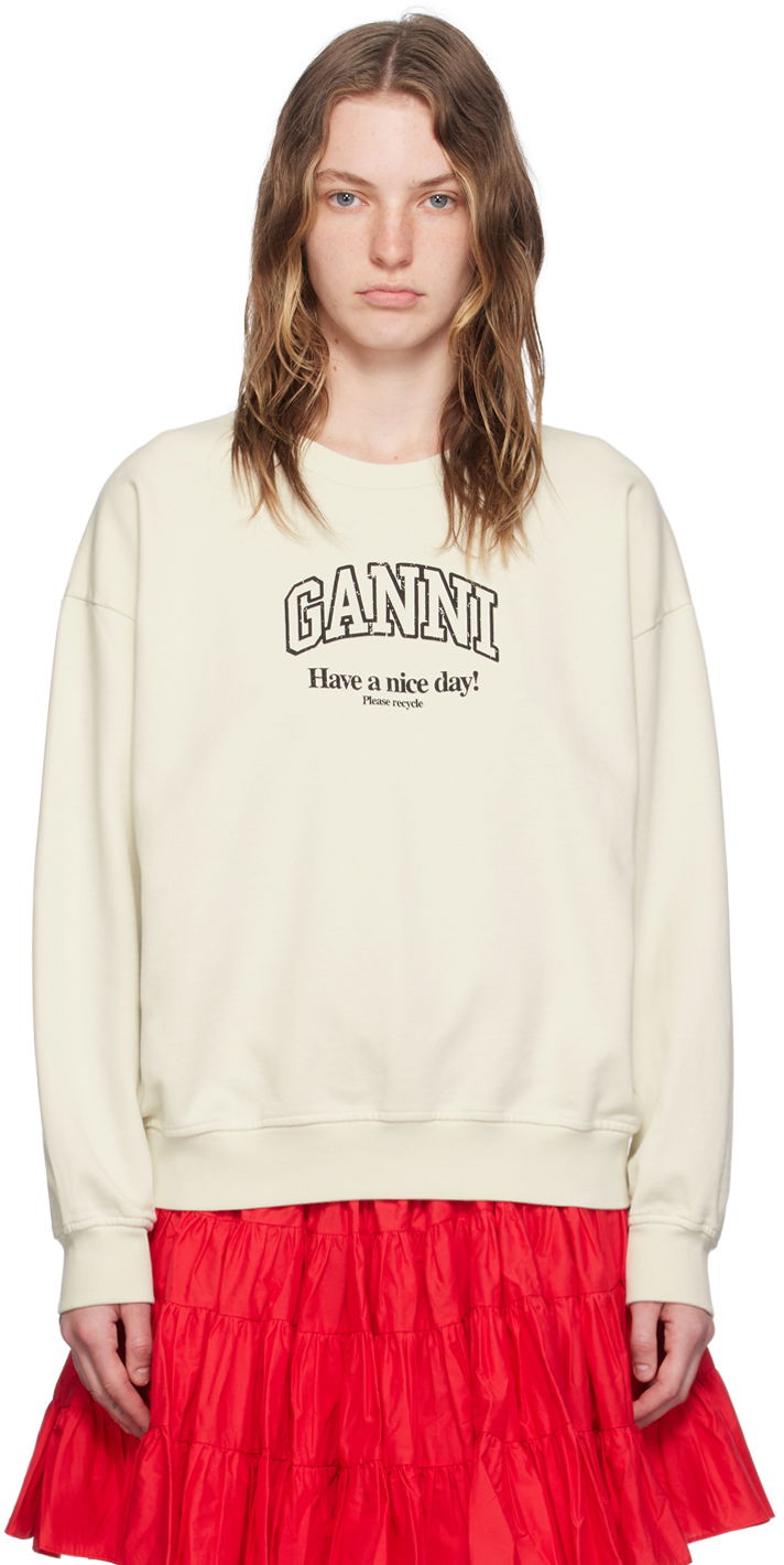 Huppari GANNI Off-White Isoli Sweatshirt Beige | T4013