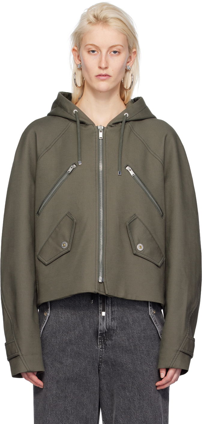 Tuulitakki Dion Lee Cropped Hooded Zip-Up Jacket Vihreä | C4057PS24