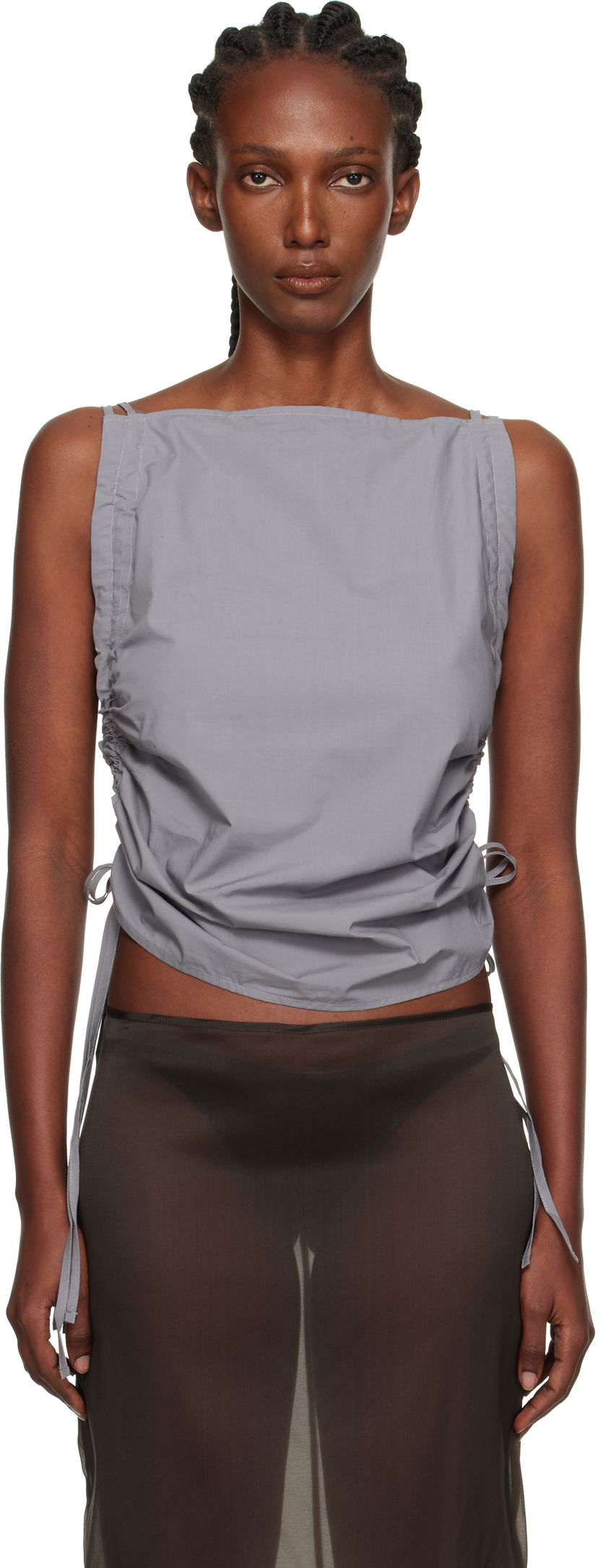 Tankkitoppi Baserange Baserange Pictorial Ruched Strap Top Harmaa | TSPIS-PO-AU25