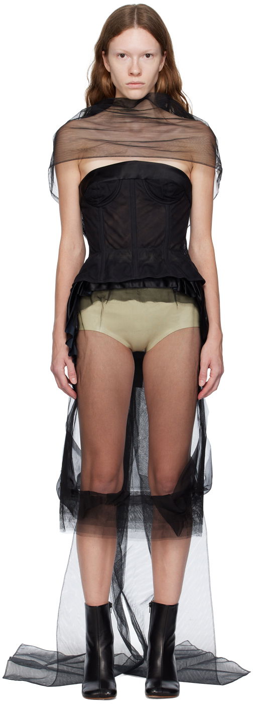 Huivi Maison Margiela Sheer Draped Bow Stole Musta | S29TH0116 S48403, 0