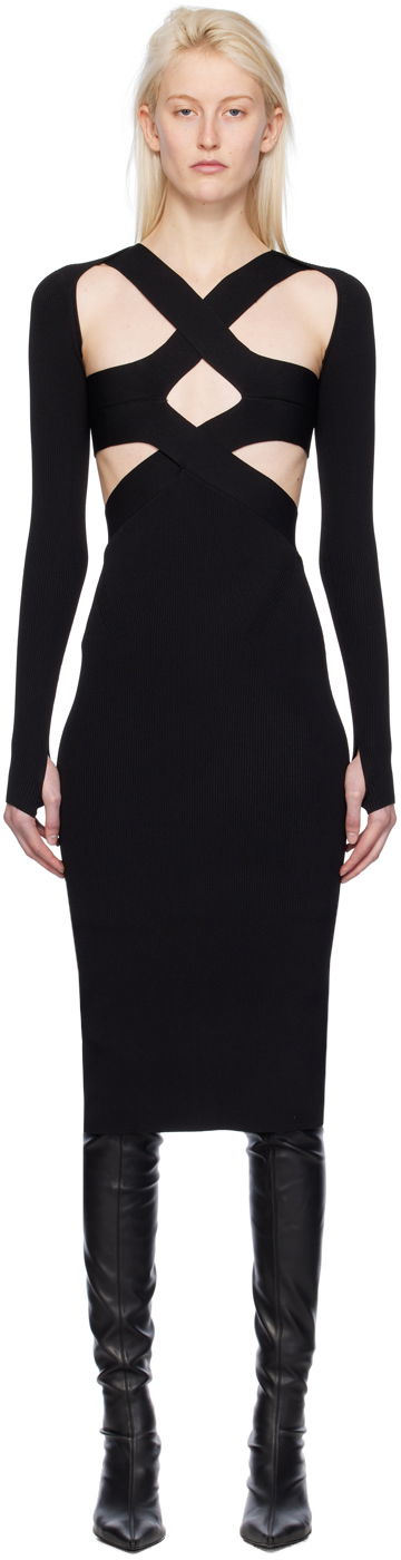 Mekko Dion Lee Harness Bra Midi Dress Musta | A7782PS24