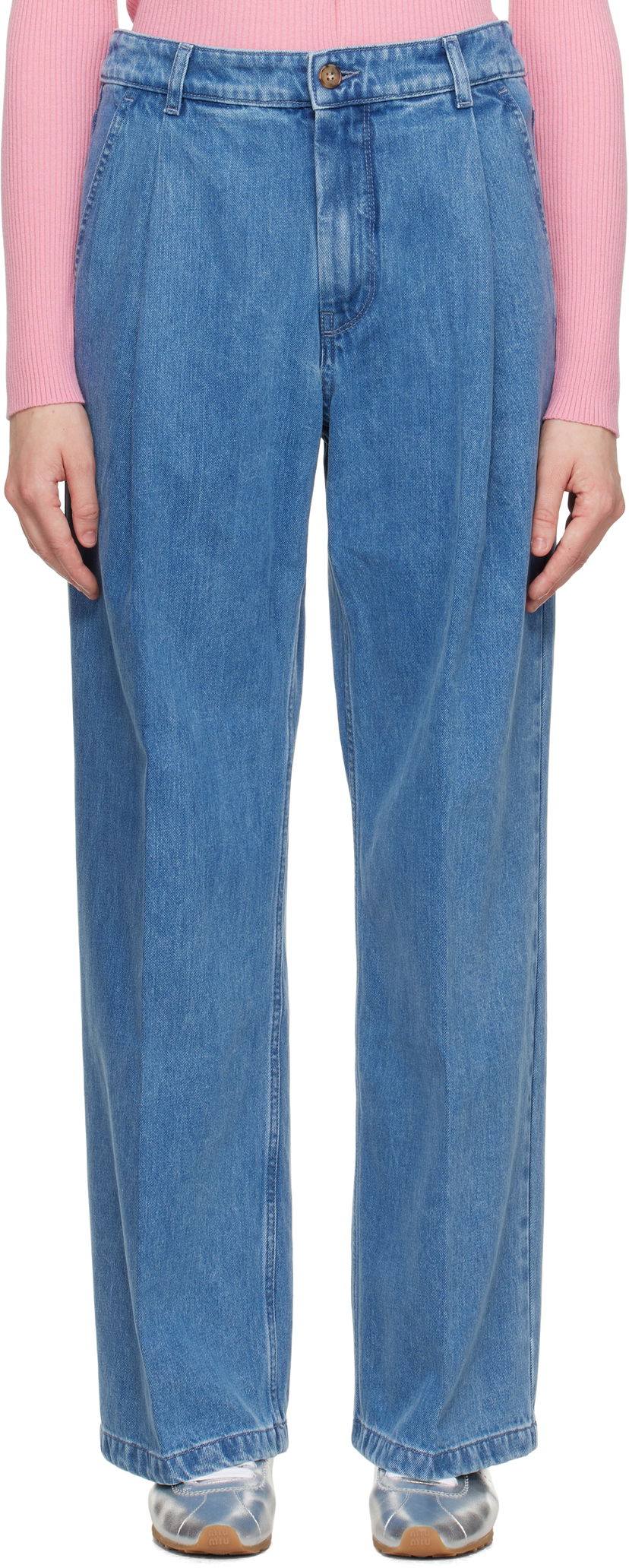 Jeans MAISON KITSUNÉ Maison Kitsuné Pleated Denim Jeans Sininen | OW01101WD4010