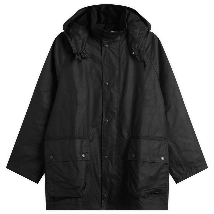 Parka Barbour Margaret Howell Stand Collar Wax Parka Jacket, Size Large Musta | MWX2513BK11