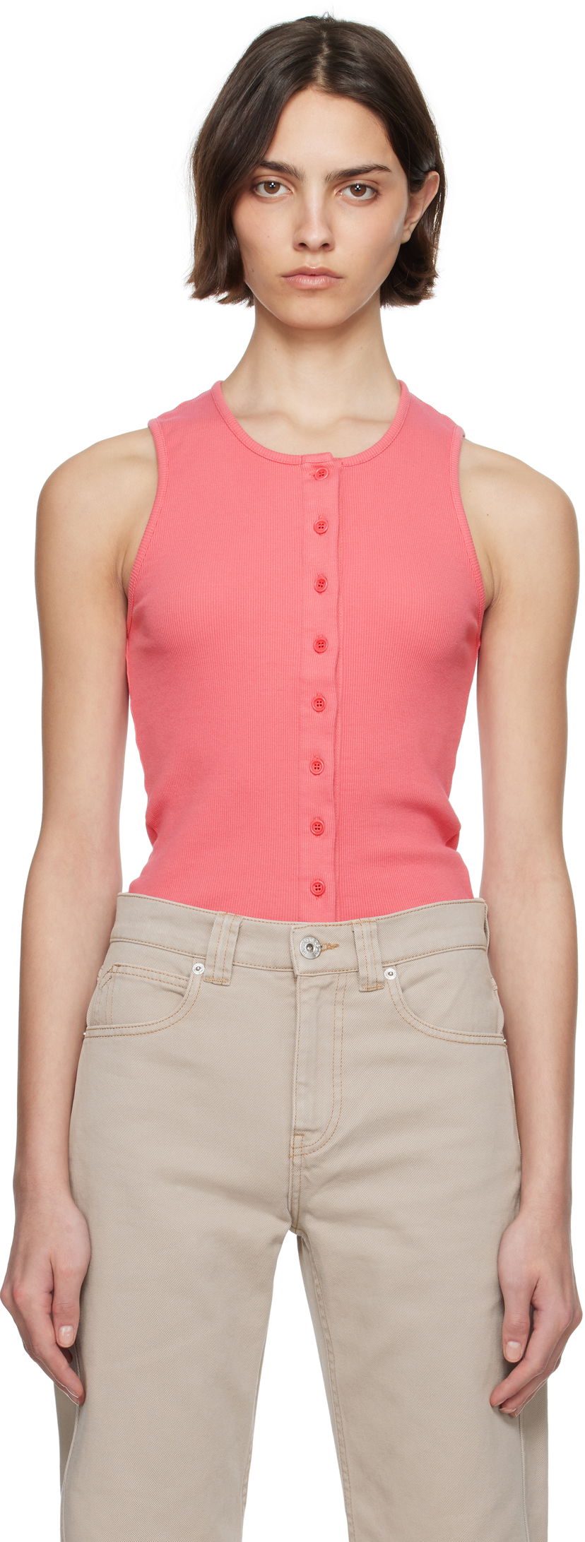 Tankkitoppi JW Anderson JW Anderson Buttoned Tank Top Vaaleanpunainen | JO0266-PG1512