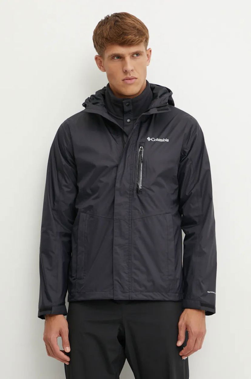 Tuulitakki Columbia Pouring Adventure Men's Waterproof Jacket Musta | 2117171