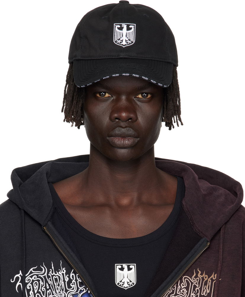 Korkki VETEMENTS Vetements Polizei Logo Cap Musta | UH76CA300BW