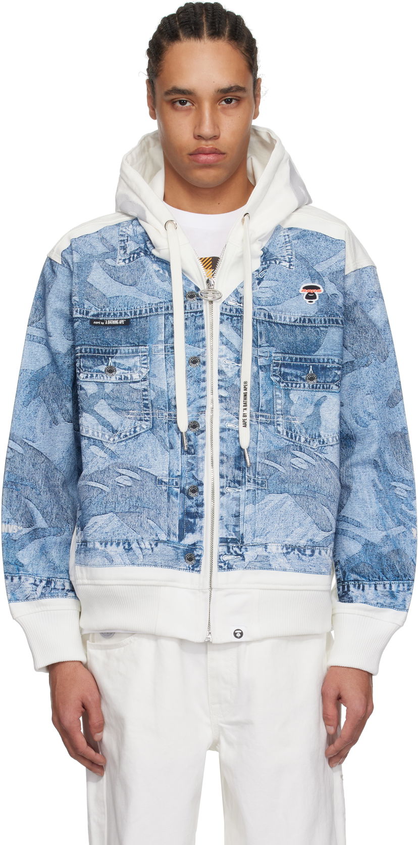 Huppari AAPE by A Bathing Ape AAPE by A Bathing Ape 'AAPE' Main Lightweight Denim Hoodie Jacket Sininen | AAPLJM7710XXNIVX