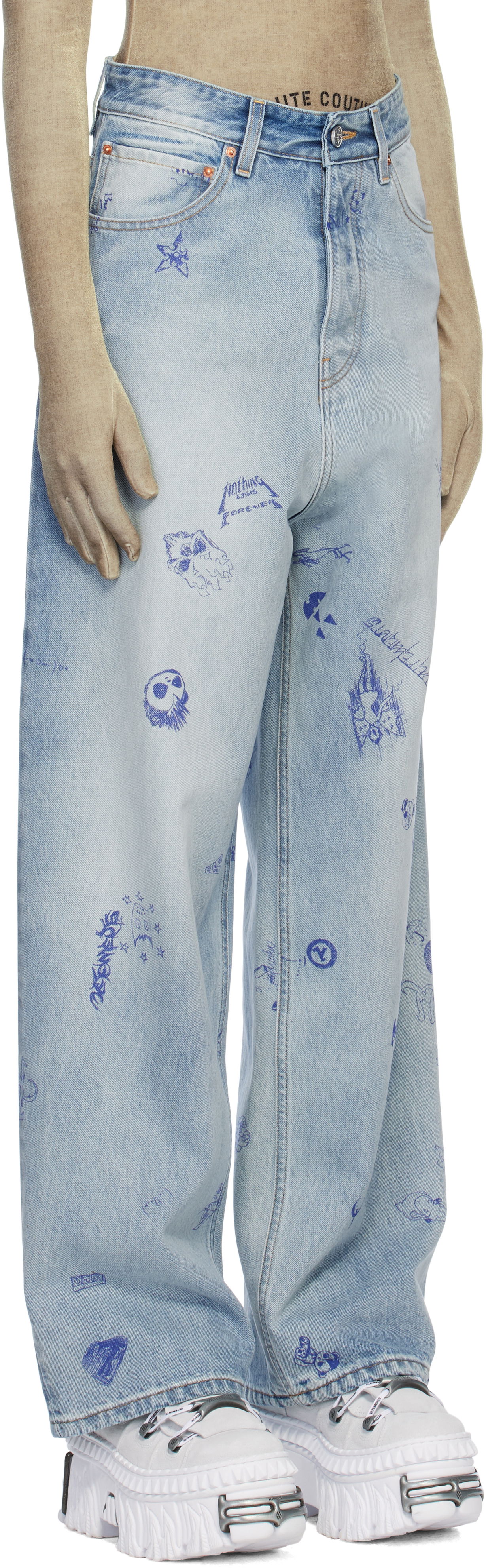 Jeans VETEMENTS Vetements Scribbled Baggy Jeans Sininen | UA66PA550L, 1