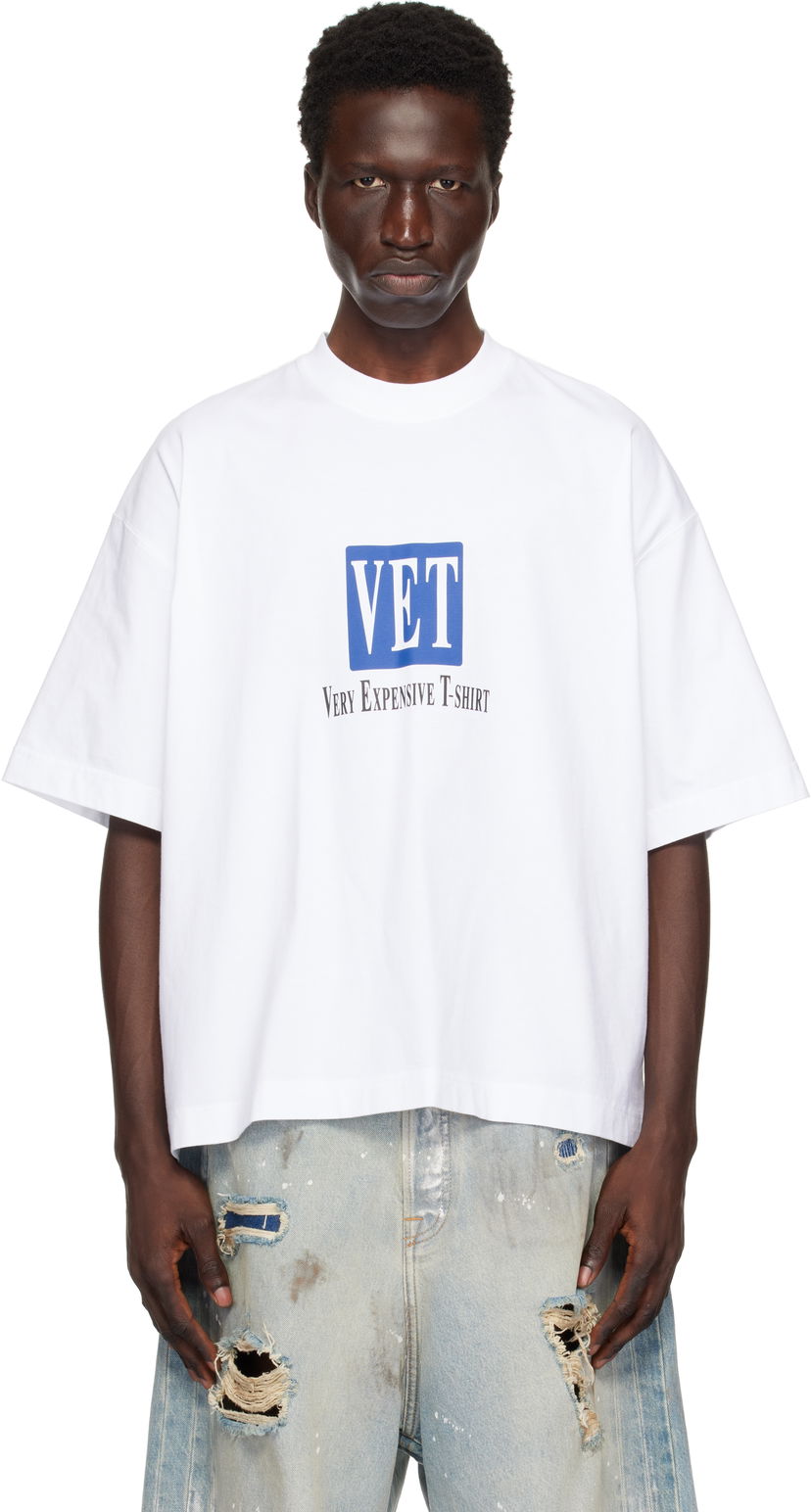 T-paita VETEMENTS 'VET' Cropped Boxy T-Shirt Valkoinen | UA66TR685W