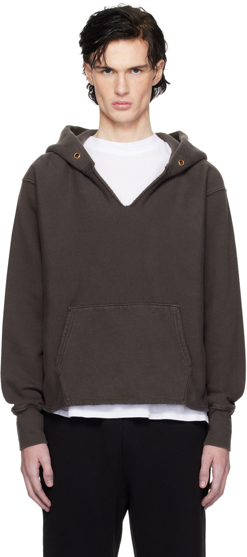 Huppari LES TIEN Heavyweight Cropped Hoodie Ruskea | CF-1091