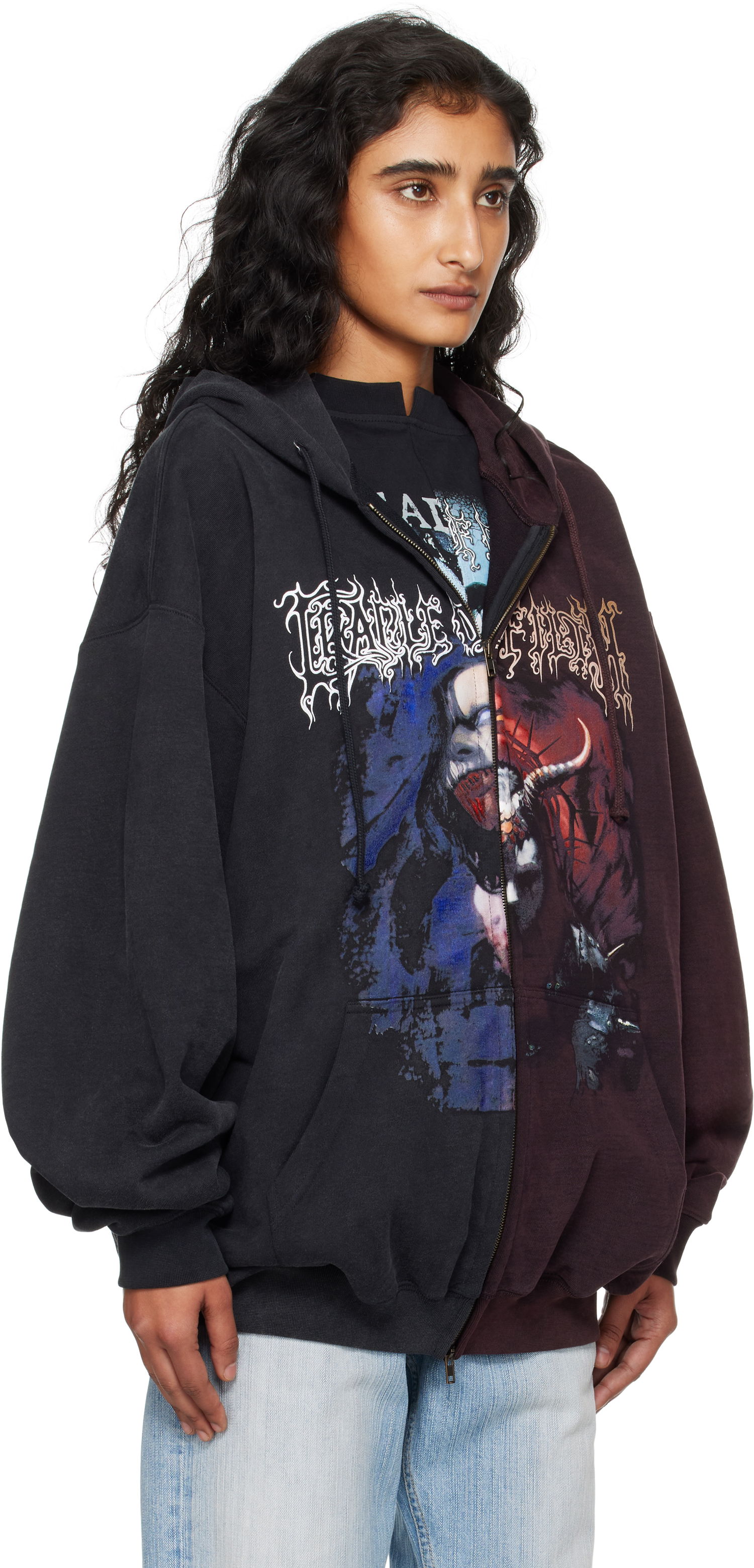 Huppari VETEMENTS Vetements Cradle of Filth Oversized Zip-Up Hoodie Burgundia | UCF76ZU900BR, 1