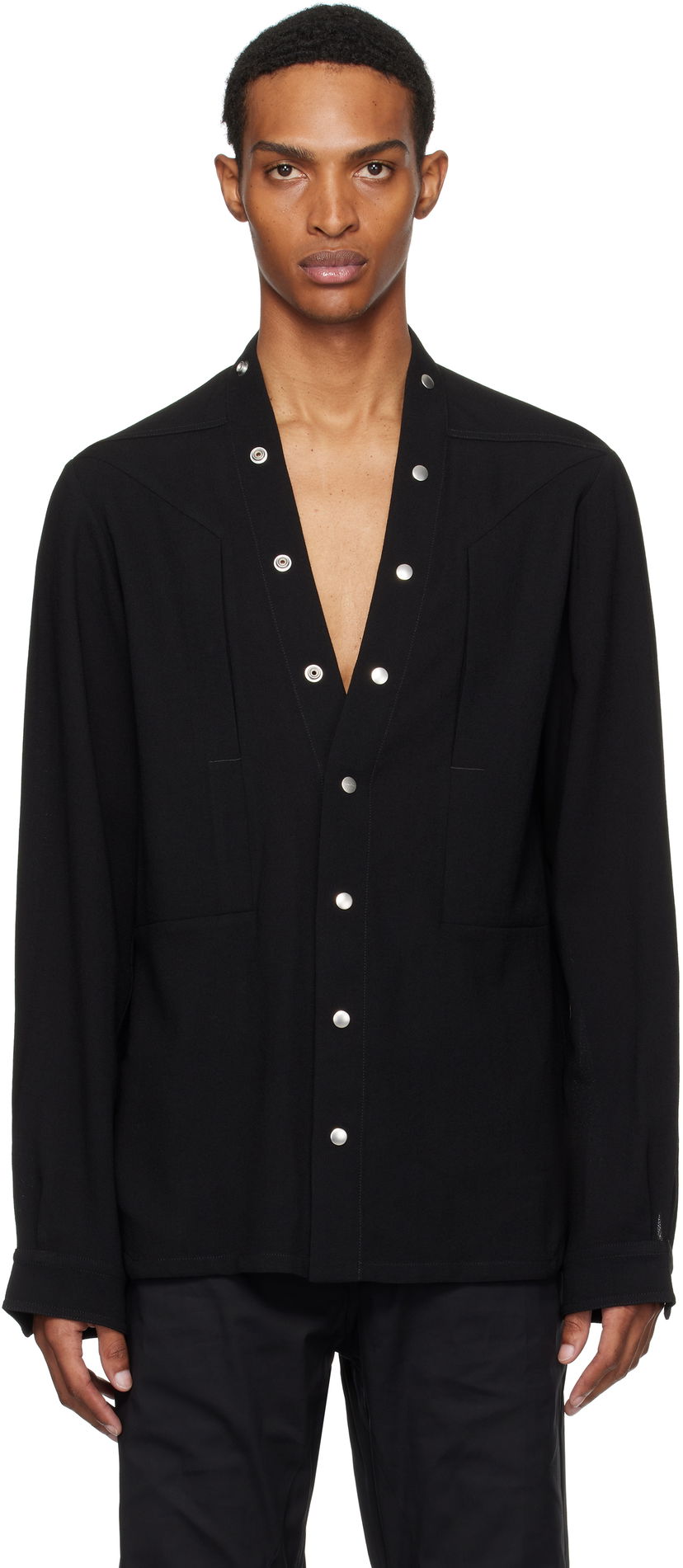 Paita Rick Owens Concordians Larry Fogpocket Shirt Musta | RU02E1287 WA