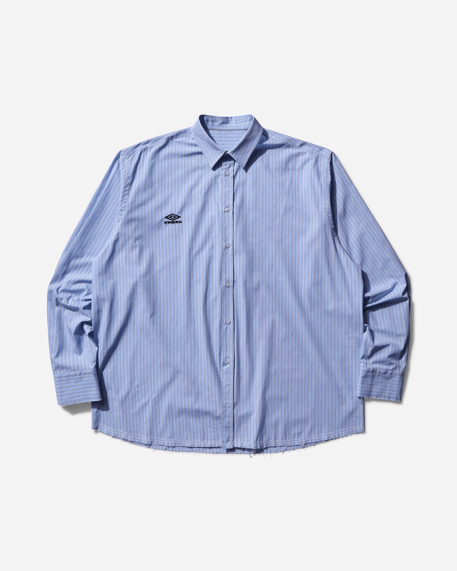 Paita Umbro Cult Unity Long Sleeve Striped Button-Up Shirt with Frayed Hem Sininen | UBMW0336FA211 BLU0050, 0