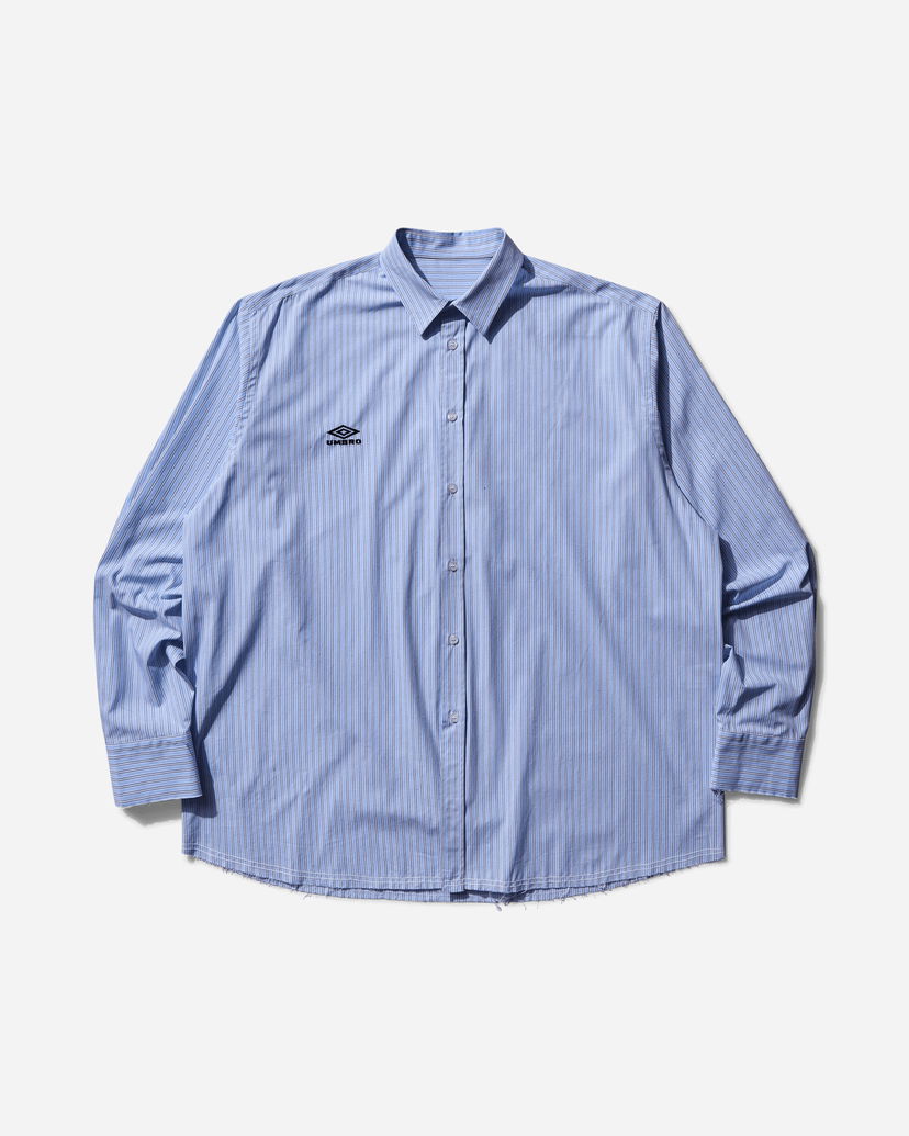 Paita Umbro Cult Unity Long Sleeve Striped Button-Up Shirt with Frayed Hem Sininen | UBMW0336FA211 BLU0050