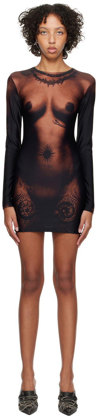 Mekko Jean Paul Gaultier Jean Paul Gaultier 'The Short Ebony Body Tattoo' Minidress Monivärinen | 23/15-F-RO070-J527-67