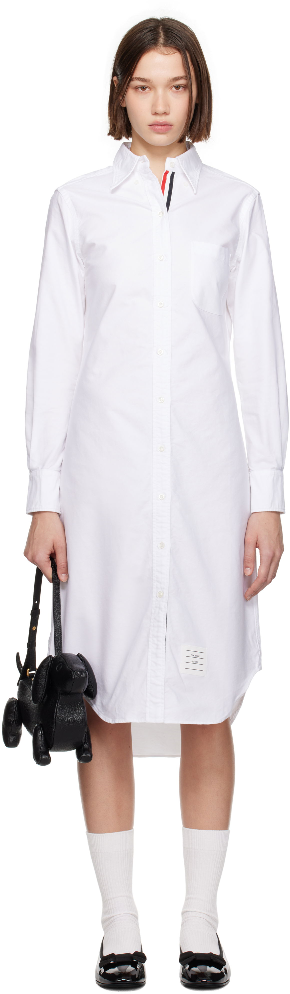 Mekko Thom Browne Oxford Shirt Midi Dress Valkoinen | FDS001E-F0313, 0