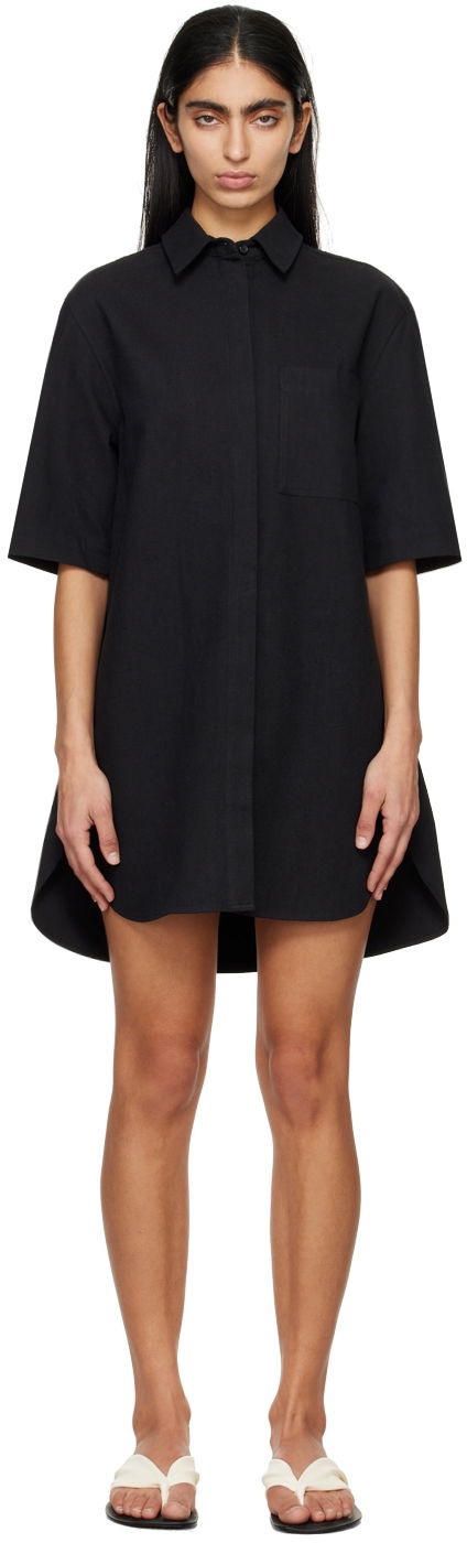 Mekko Loulou de Saison Loulou de Saison Basava Mini Shirt Dress Musta | BASAVA