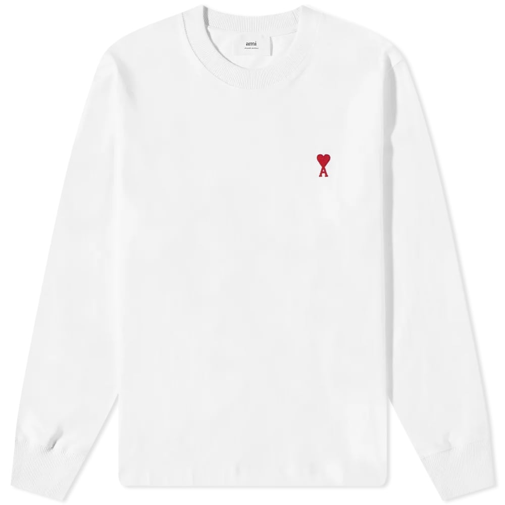 T-paita AMI Long Sleeve Small A Heart Tee Valkoinen | UTS200-701100, 0