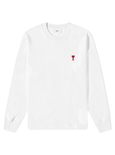 T-paita AMI Long Sleeve Small A Heart Tee Valkoinen | UTS200-701100