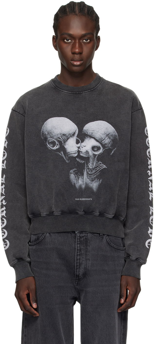 Huppari Han Kjøbenhavn Aliens Kissing Graphic Sweatshirt Musta | M-133224