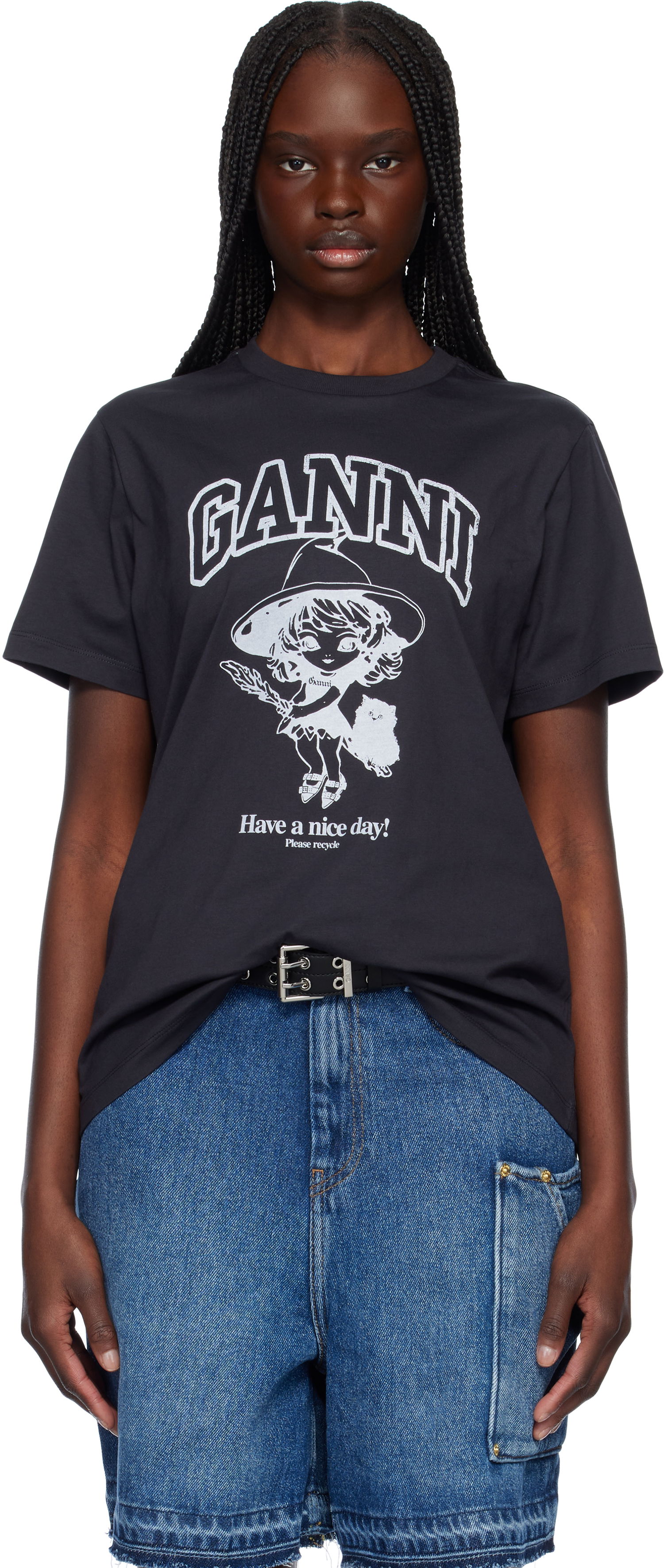 T-paita GANNI GANNI Witch Relaxed T-Shirt Musta | T4138, 0