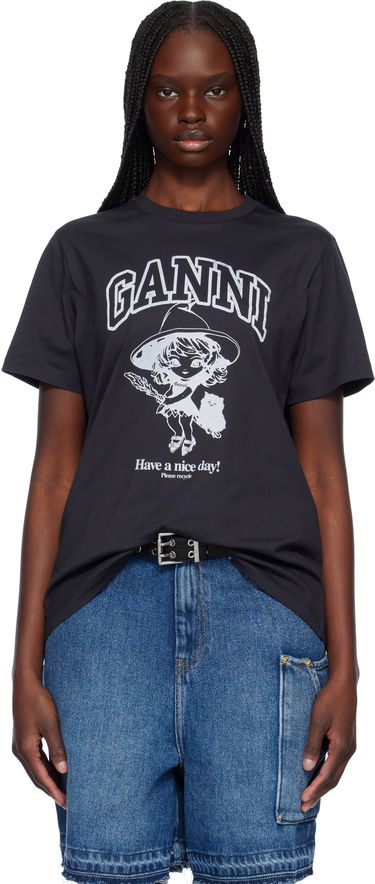 T-paita GANNI GANNI Witch Relaxed T-Shirt Musta | T4138, 0