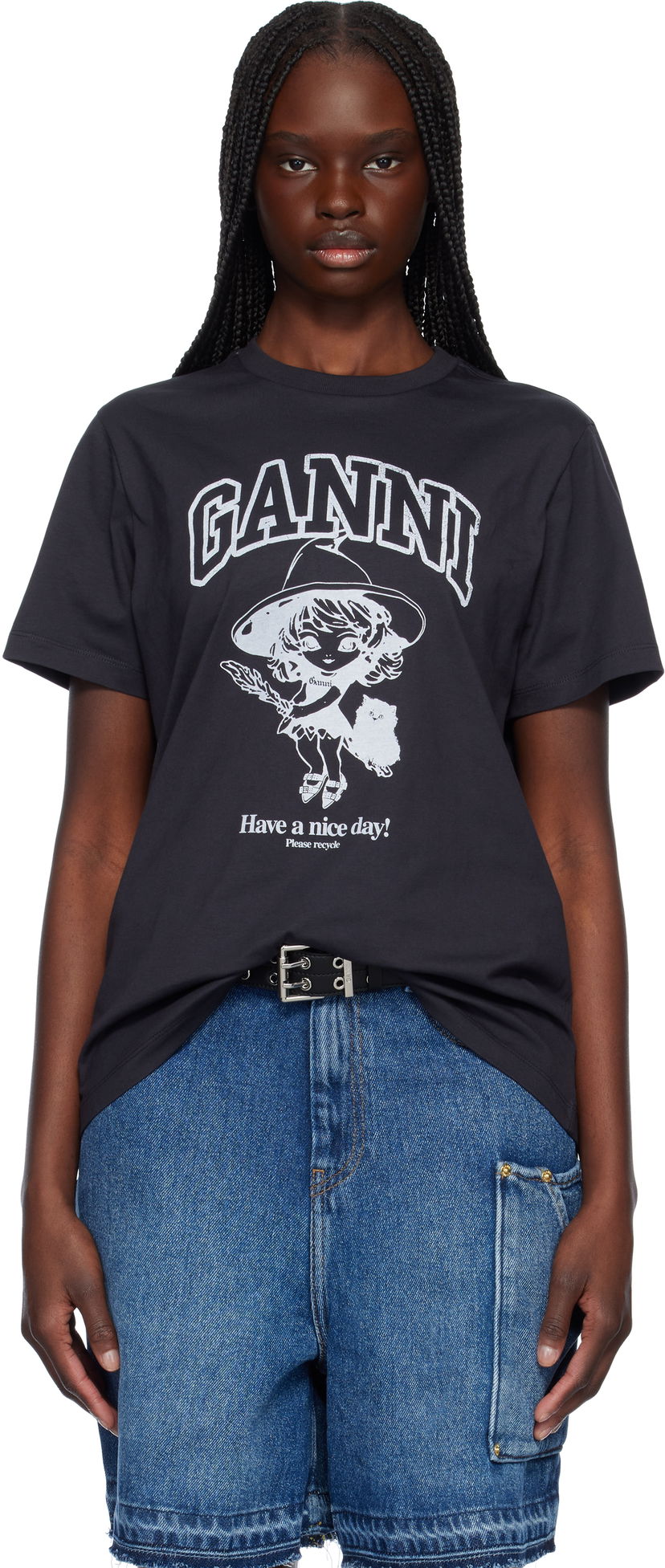 T-paita GANNI GANNI Witch Relaxed T-Shirt Musta | T4138