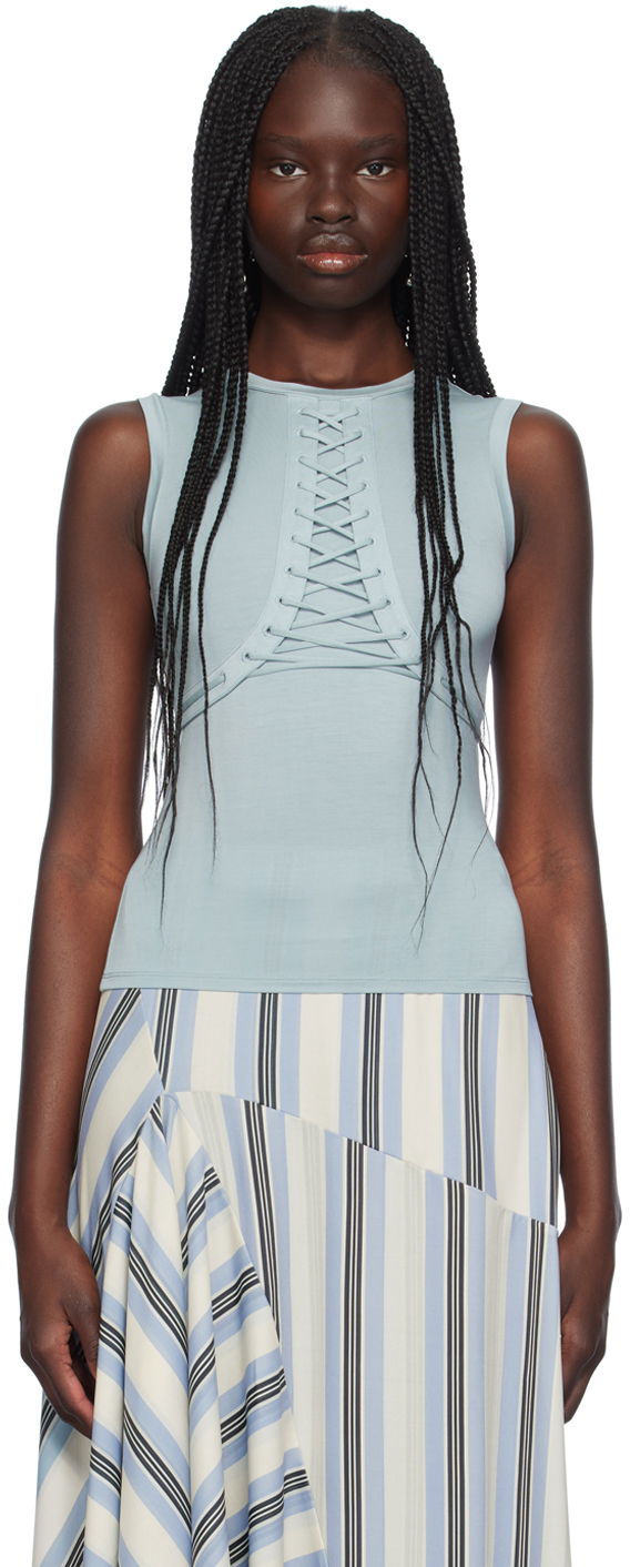 Tankkitoppi Miaou Miaou Zora Lace-Up Tank Top Sininen | 7127TJBAIR