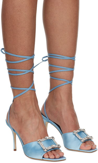 Asusteet Manolo Blahnik Manolo Blahnik Lenole Pop Fabio Satin Heels Sininen | 423-1722, 3