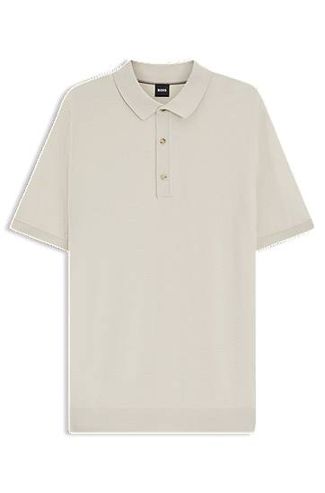 Poolopaita BOSS Regular-Fit Knit Polo Shirt Beige | 50543148