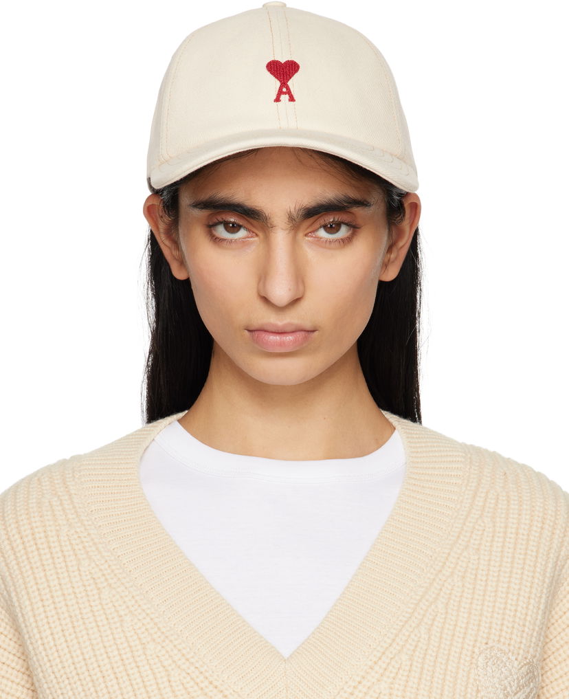 Korkki AMI AMI Paris Ami de Coeur Embroidered Cotton Baseball Cap Beige | UCP116.DE0039