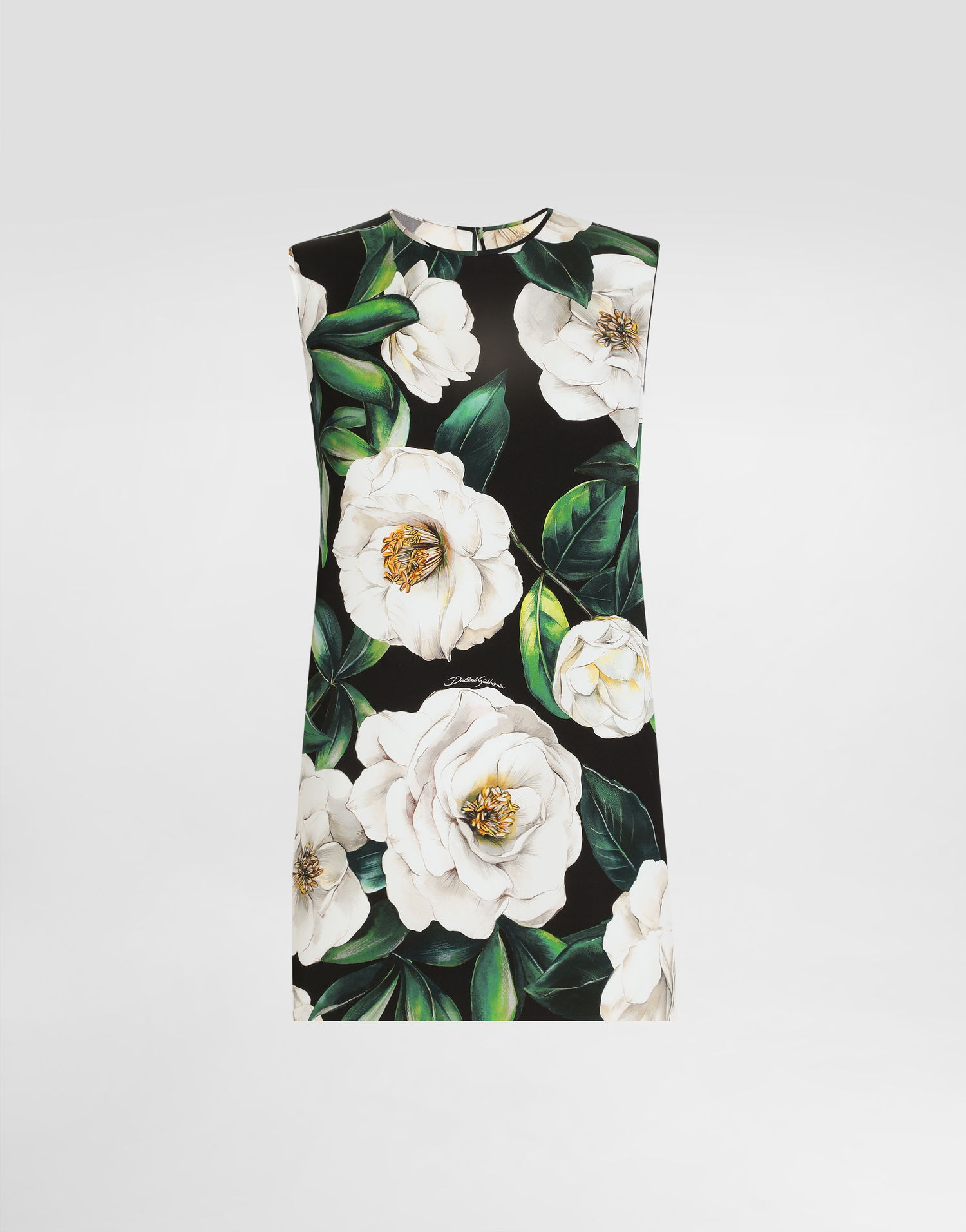 Tankkitoppi Dolce & Gabbana Dolce & Gabbana Sleeveless Gardenia Print Charmeuse Top Musta | F7AO3TFSA7FHN5JB, 0