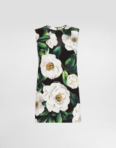 Tankkitoppi Dolce & Gabbana Dolce & Gabbana Sleeveless Gardenia Print Charmeuse Top Musta | F7AO3TFSA7FHN5JB, 0