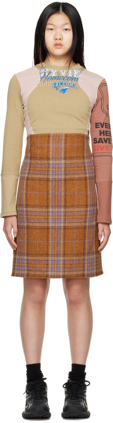 Hame We11done Plaid Mini Dress Ruskea | WD-OP3-22-219-W-OR