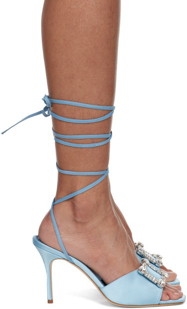 Asusteet Manolo Blahnik Manolo Blahnik Lenole Pop Fabio Satin Heels Sininen | 423-1722, 0