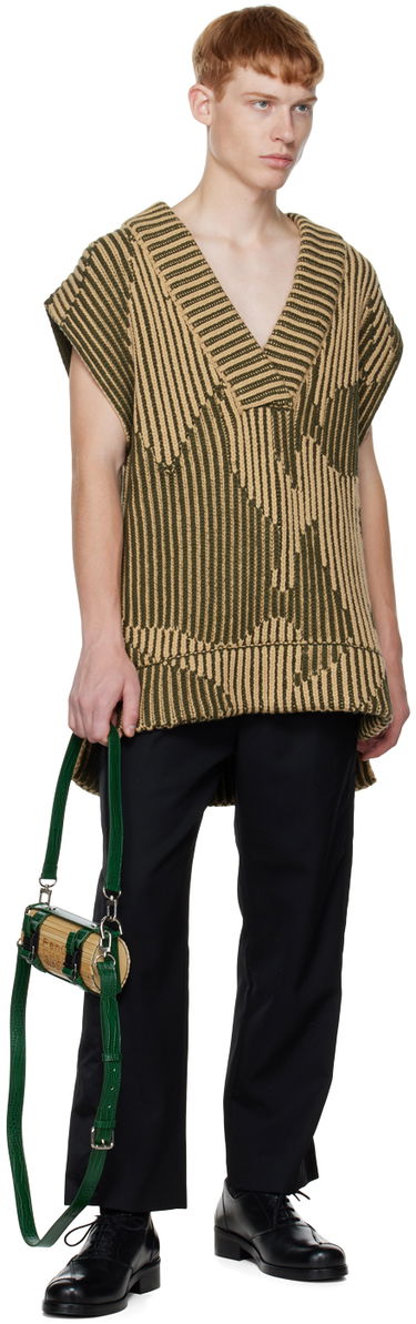 Villapaita Feng Chen Wang Feng Chen Wang Jacquard Oversized V-Neck Vest Beige | FUF14KT06, 3