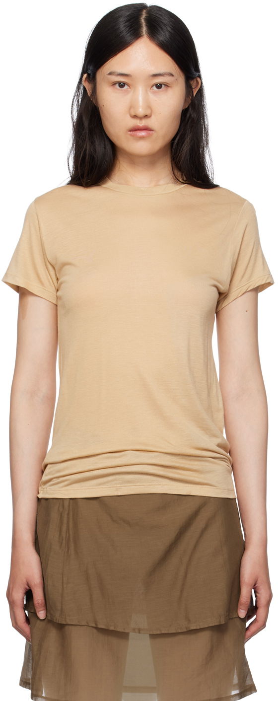 T-paita Baserange Semi-Sheer T-Shirt Beige | TOCT-BL-000