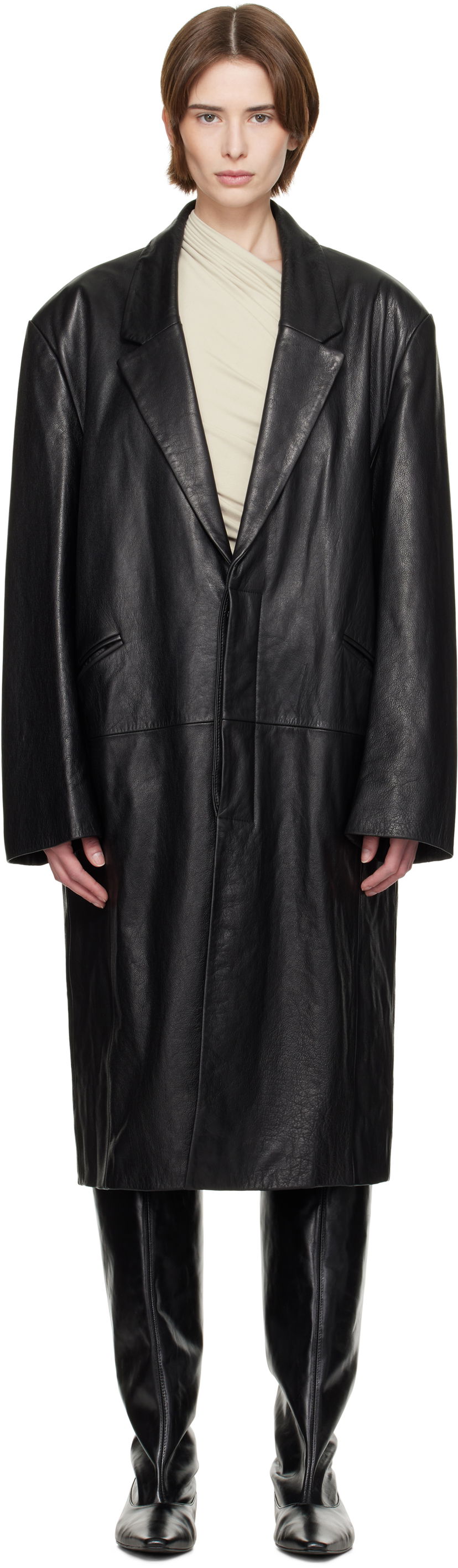 Takit Entire Studios Entire Studios Single Breasted Leather Coat Musta | ES2620BL