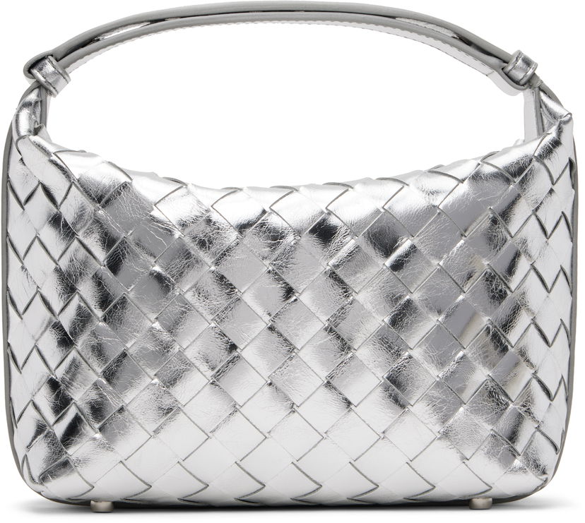 Käsilaukku Bottega Veneta Wallace Metallic Leather Shoulder Bag Metallinen | 754443 V4P11
